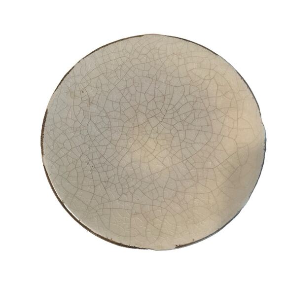 Ceramic Pillar Candle Holder Base Stand Pedestal Crackle Glaze Tan Retro Chic - Picture 3 of 12